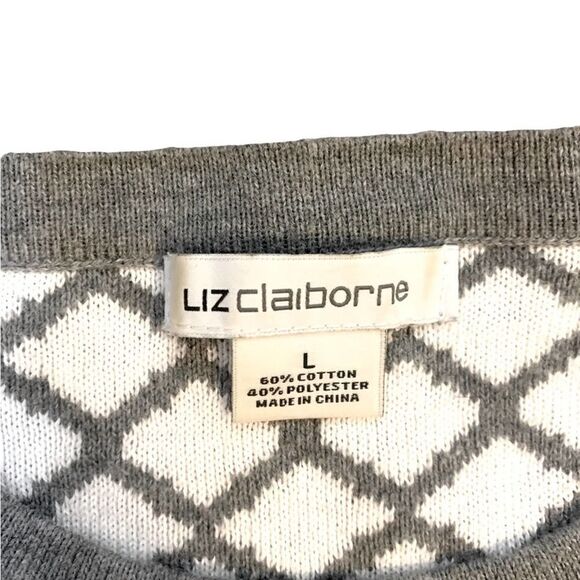 Liz Claiborne Women’s Geometric Print Classic Sweater 3/4 sleeves Size Large - Picture 3 of 5